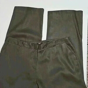 Alfani Women's pants sz 16W color brown wide leg flat front palazzo linen blend